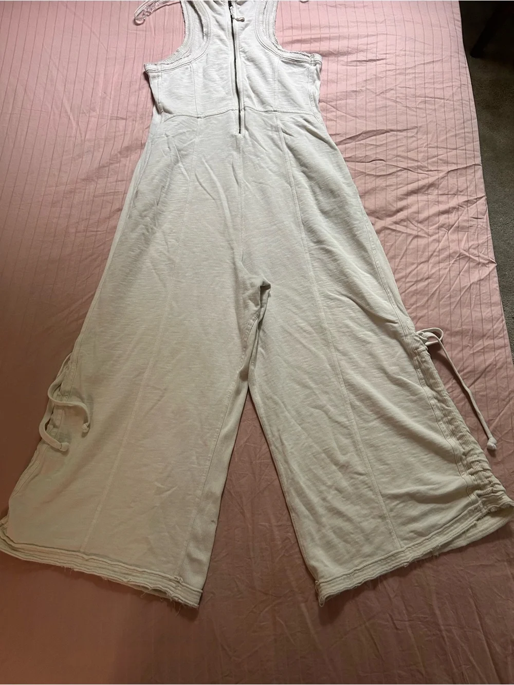 ANTHROPOLOGIE DAILY PRACTICE IVORY WIDE LEG JUMPSUIT SIZE MEDIUM - Picture 6 of 10